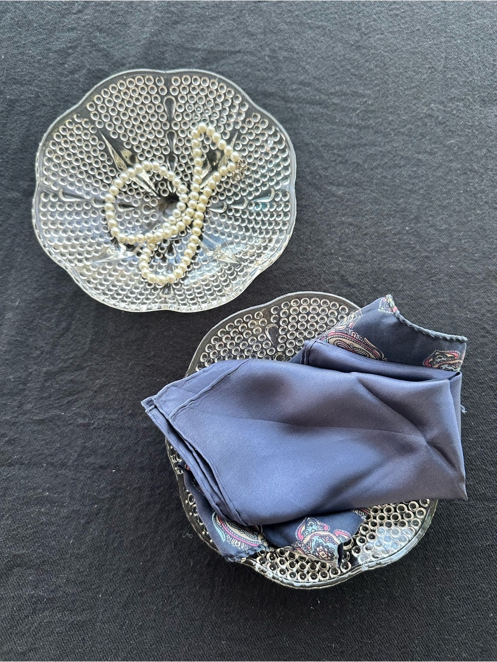 Vintage Hazel Atlas Clear Hobnail Teardrop Footed Glass Bowls - Set of 2